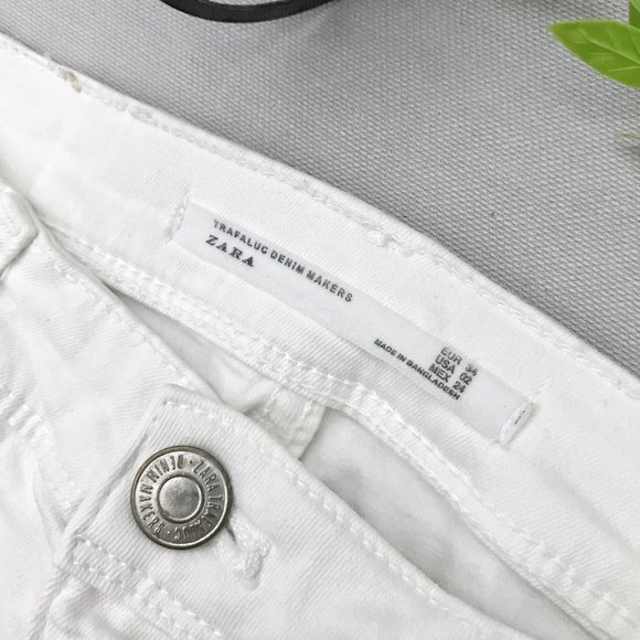 Size 24/26/28 With TAG ZARA distressed white denim Jeans current article Unise - Picture 4 of 10